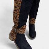 Women's Stylish and Cozy Leopard Print Boots in Black
