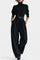 Black High Collar Ensemble with Straight Leg Pants