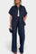 Relaxed Fit Two-Piece Linen and Cotton Set in Navy
