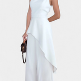 Asymmetrical Sleeveless Outfit with Pleated Pants, photo 3