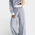 Oversized Comfort Hoodie and High-Waisted Pants Set in Gray