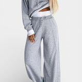Oversized Comfort Hoodie and High-Waisted Pants Set in Gray