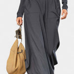 Dark Gray Set Featuring High Collar and Wide-Leg Pants, photo 3