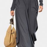 Dark Gray Set Featuring High Collar and Wide-Leg Pants, photo 3