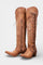 Vintage Western Lace-Up Boots with Embroidery in Brown