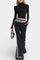 Retro Black Knit Set with Flared Pants