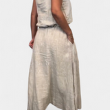 Linen-Cotton Set with Sleeveless Vest and Maxi Skirt, photo 4