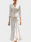 Chic Ecru Tailored Suit with Flowing Long Wrap Skirt in White