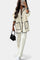 Women's Trimmed Jacket and Casual Pants Set in White