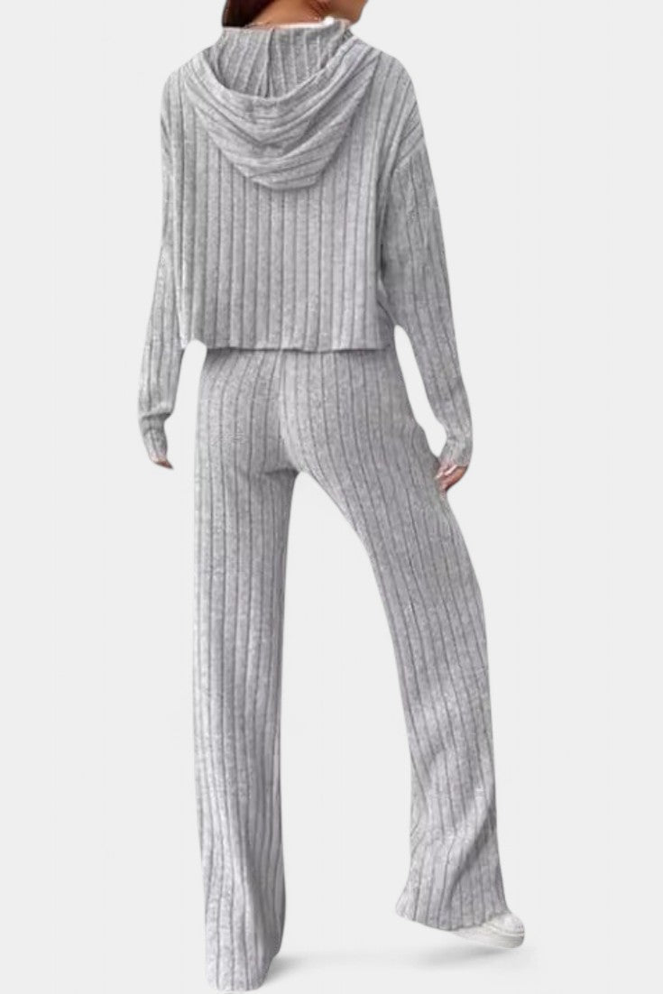 Women's Striped Knit Hoodie and Pants Set, photo 2