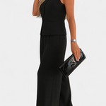 Sleeveless Set with Chic Flowing Pants in Black