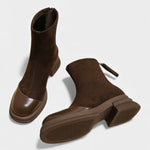 Chunky Sole Ankle Boots with Buckle Accent in Brown
