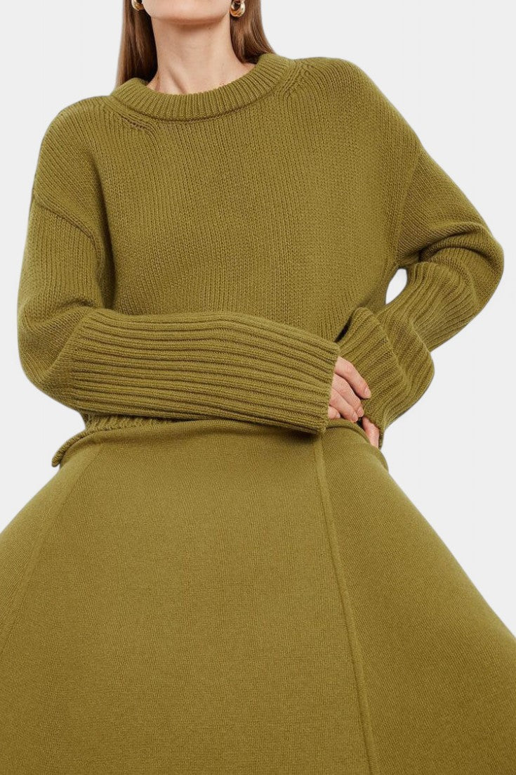 High Neck Sweater and Ribbed Maxi Skirt Set, photo 2