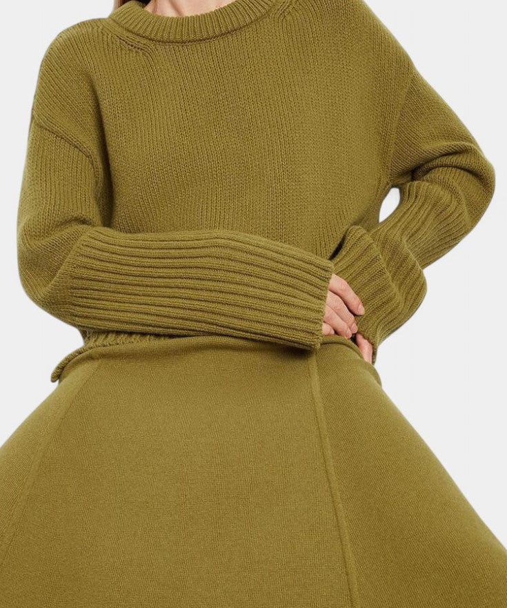 High Neck Sweater and Ribbed Maxi Skirt Set, photo 2