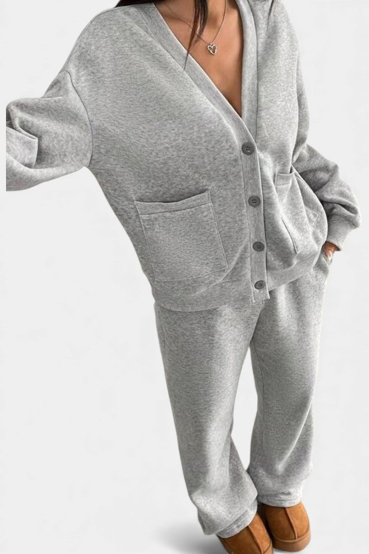 Relaxed Cardigan Jacket & Wide-Leg Pants Set, photo 4