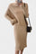 Modern Silhouette Two-Piece Knit Ensemble in Khaki