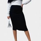 Two-Tone Long Sleeve Midi Knit Dress Ensemble in Black