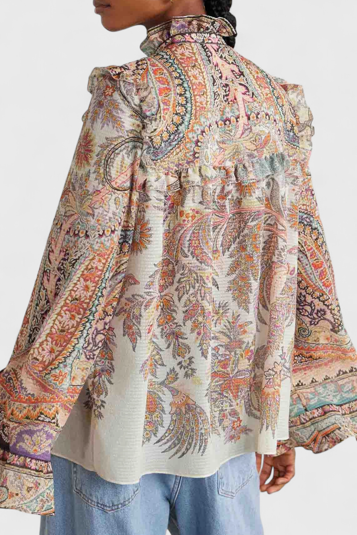 Women's Paisley Print Ruffled Blouse Set, photo 3