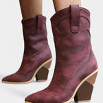 Women's Western Pointed-Toe Ankle Boots in Cabernet