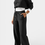 Oversized Comfort Hoodie and High-Waisted Pants Set in Black