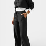 Oversized Comfort Hoodie and High-Waisted Pants Set in Black