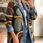 Women's Vintage Abstract Denim Jacket, photo 2