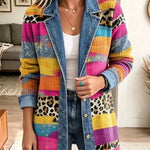 Women's Retro Leopard-Print Denim Jacket, photo 2