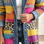 Women's Retro Leopard-Print Denim Jacket, photo 3