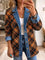 Women's Vintage Block-Print Denim Jacket in Brown