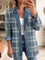 Women's Retro Art-Print Denim Jacket in Blue