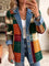 Women's Retro Plaid Art-Print Denim Jacket in Multicolor