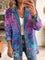Women's Retro Floral Art Jacket in Purple