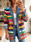 Women's Vintage Feather-Print Denim Jacket in Multicolor