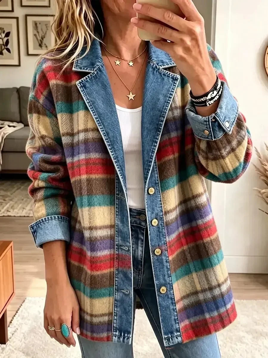 Vintage Patchwork Denim Jacket – Charlotte in Multicolor