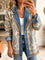 Women's Retro Boho Patchwork Denim Jacket in Beige