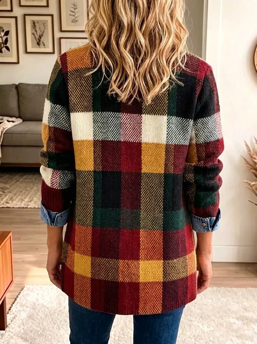Women's Plaid Color-Block Denim Jacket, photo 2