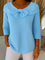Women's Ribbed Sweater with Bow Detail in Blue