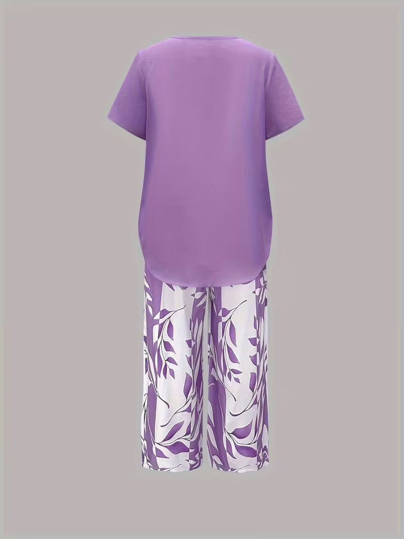 Women's Casual Leaf Print Two Piece Set, photo 10