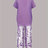 Women's Casual Leaf Print Two Piece Set, photo 10
