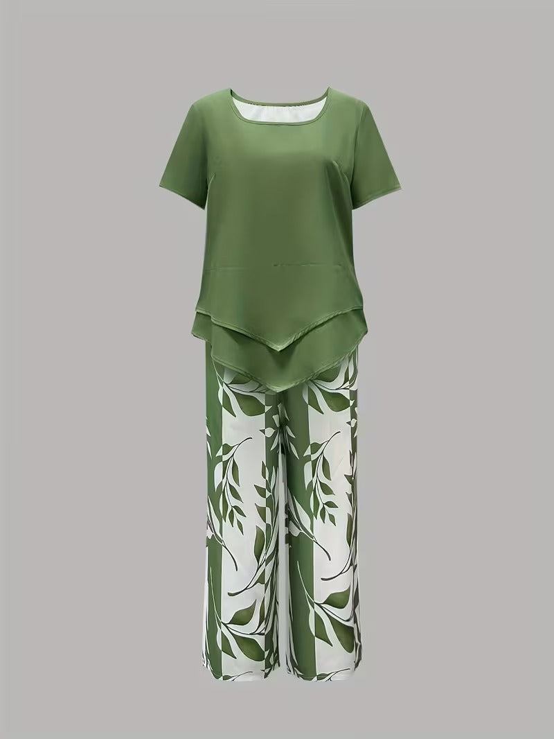 Women's Casual Leaf Print Two Piece Set, photo 5