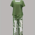Women's Casual Leaf Print Two Piece Set, photo 5
