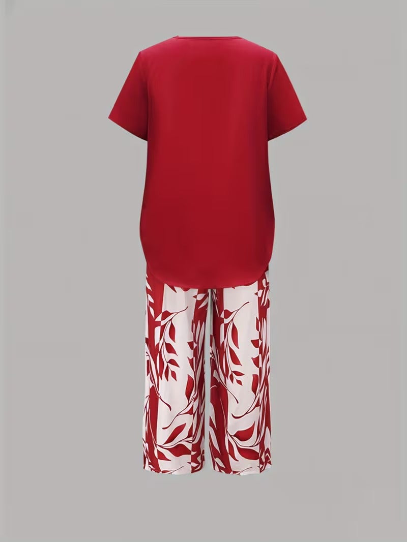 Women's Casual Leaf Print Two Piece Set, photo 12