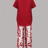 Women's Casual Leaf Print Two Piece Set, photo 12