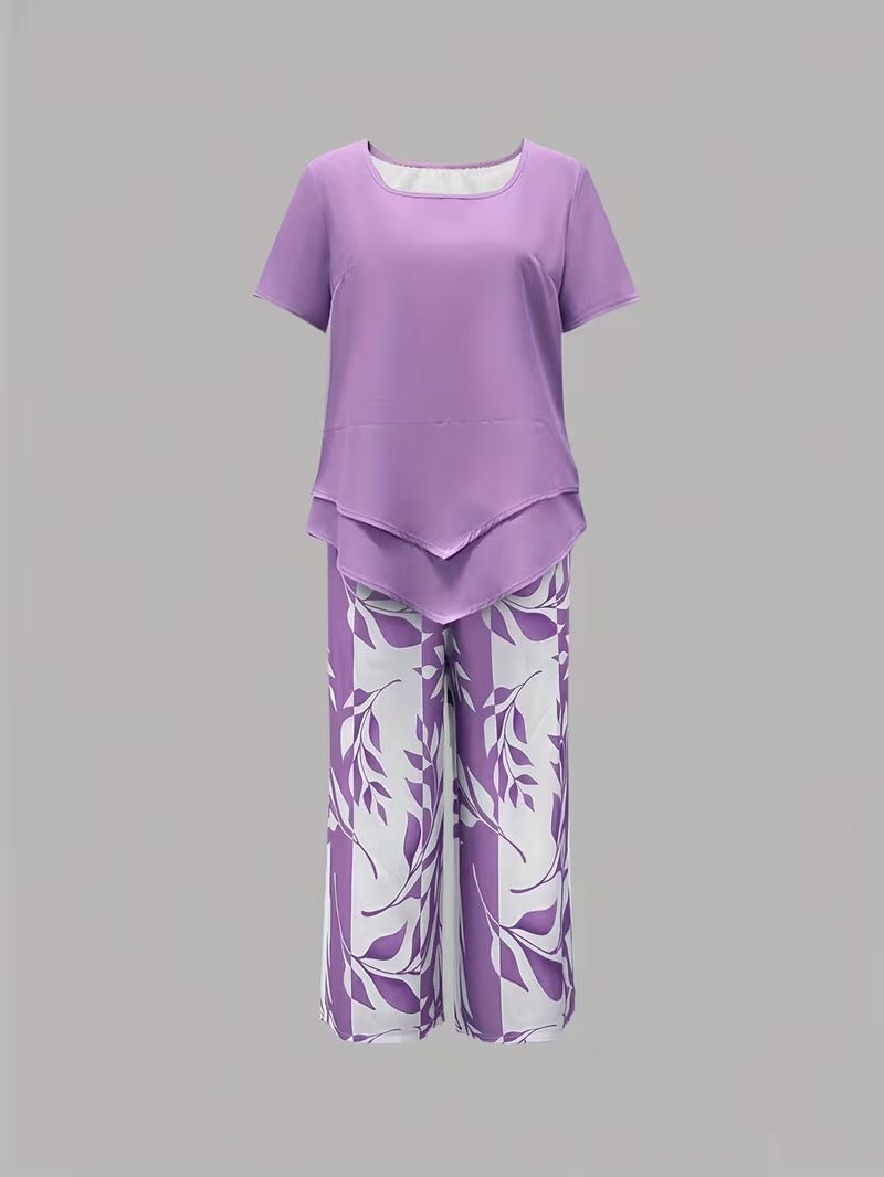 Women's Casual Leaf Print Two Piece Set, photo 9
