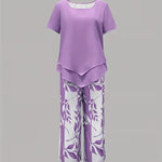 Women's Casual Leaf Print Two Piece Set, photo 9