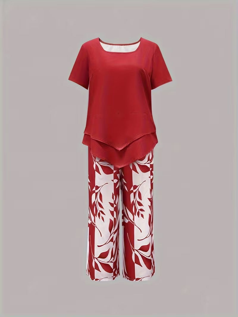 Women's Casual Leaf Print Two Piece Set, photo 11