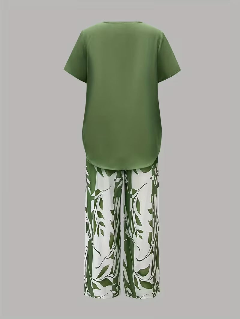 Women's Casual Leaf Print Two Piece Set, photo 6