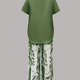 Women's Casual Leaf Print Two Piece Set, photo 6