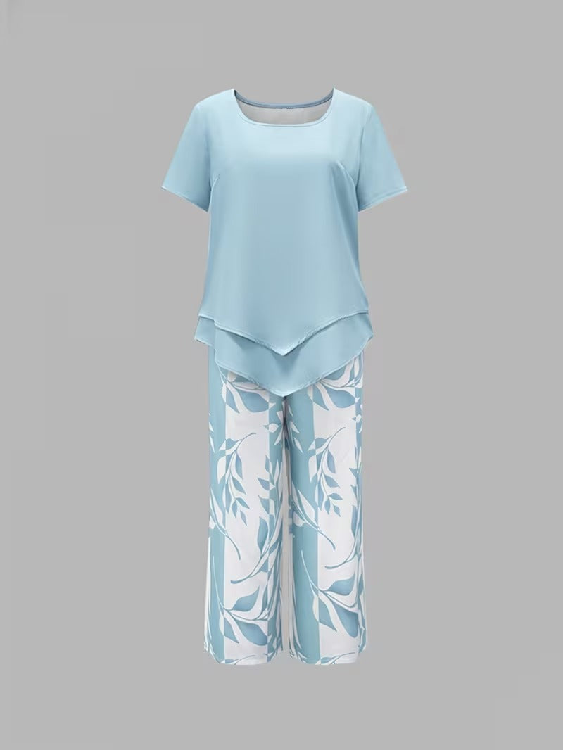 Women's Casual Leaf Print Two Piece Set, photo 7