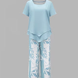 Women's Casual Leaf Print Two Piece Set, photo 7